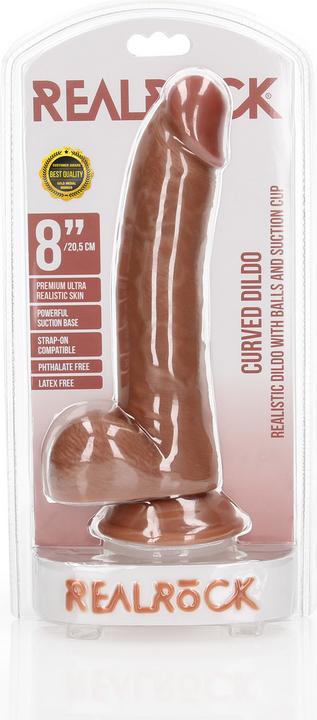 Productafbeelding RealRock Gebogen realistische dildo met ballen en zuignap - 8"/ 20,5 cm