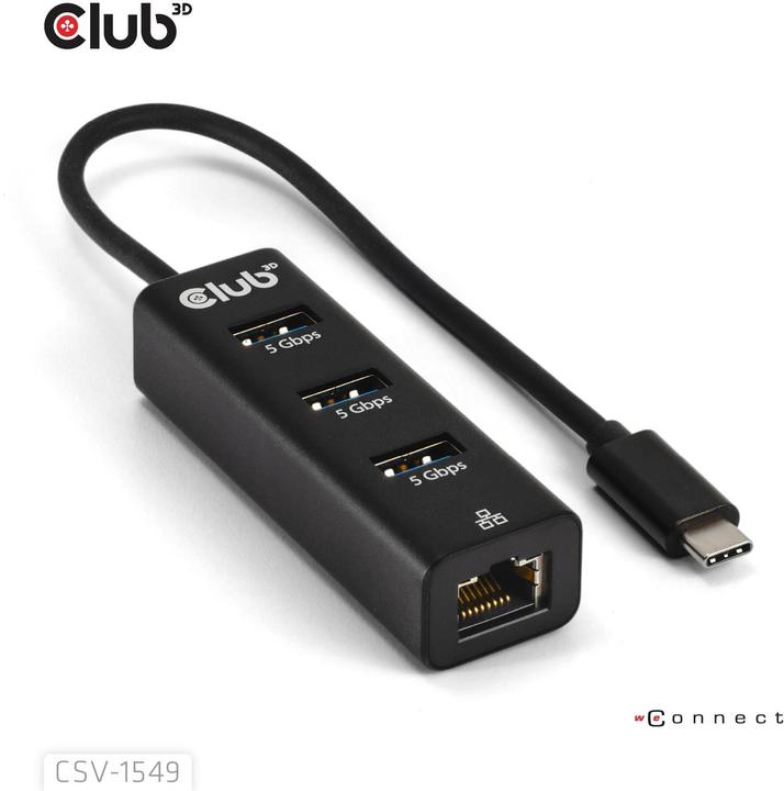 Image du produit Club 3D Club3D USB Hub USB Type-C 3.2 > 3x USB Type A Gigabit Ethernet retail (USB-C, 4 ports)