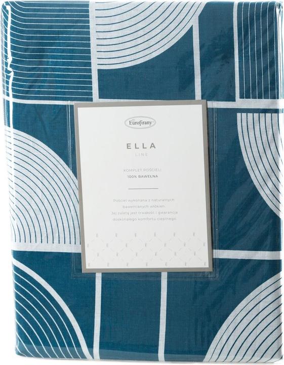 Produktbild Eurofirany Bettwäsche 220x200 cm Baumwollfarbe dunkelblau, weisses geometrisches Muster Ella9 Ella Linie (Bettwäsche Set, 220 x 200 cm)