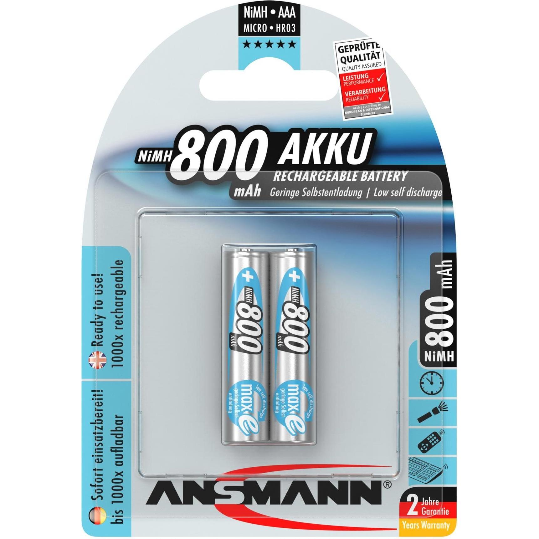 Ansmann maxE (2 Stk., AAA, 800 mAh), Batterien + Akkus