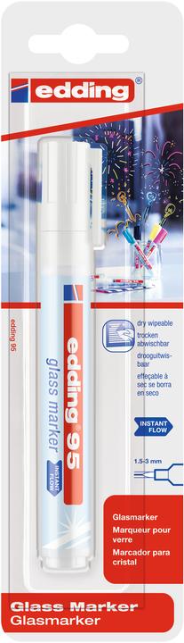 Edding Marqueur pour verre (Blanc, 3 mm, 1 x)