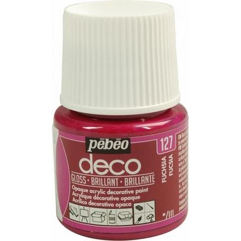 Pebeo, Künstlerfarbe + Bastelfarbe, Deco Glänzende Acrylfarben (Fuchsia, 45 ml)
