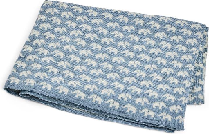 Smallstuff - Baby blanket AO elephants - Merino Wool Blue - 80x100 cm (70007-91) (80 x 100 cm)