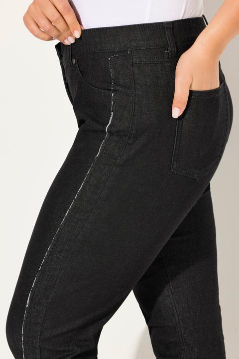 Image du produit Ulla Popken Jean Boyfriend jambe large, bandes en denim, esprit vintage (46)