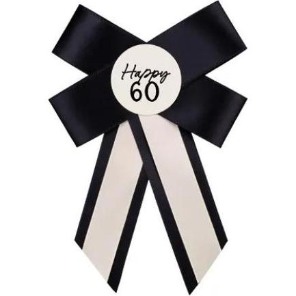 Partydeco Rosette 60. Geburtstag – Accessoire in Creme-Schwarz
