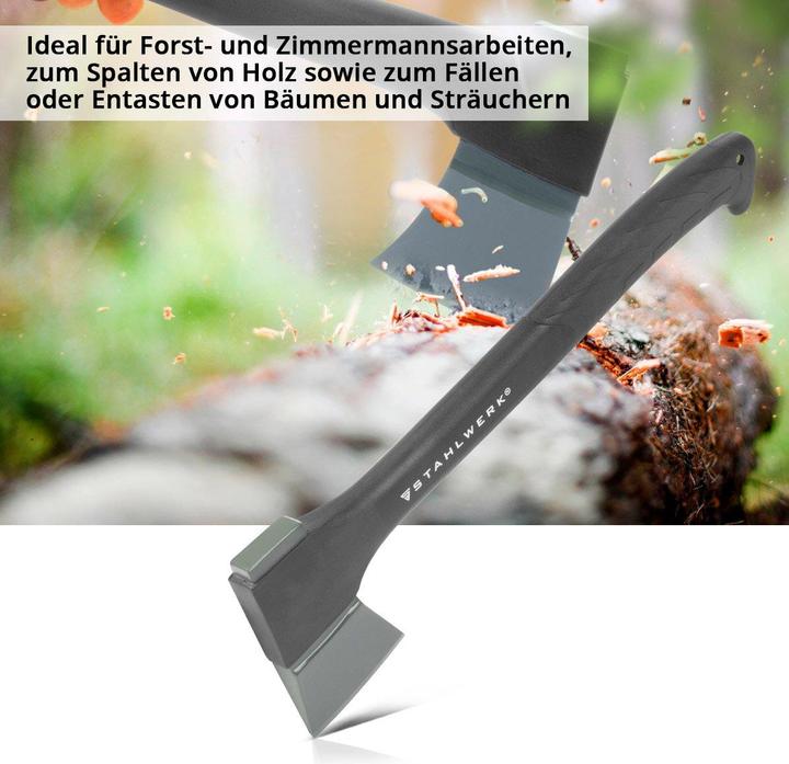 Actual product image Stahlwerk Axe Ca-445 St 445mm Axe Forest Axe Made Of Carbon Steel With Fibreglass Handle