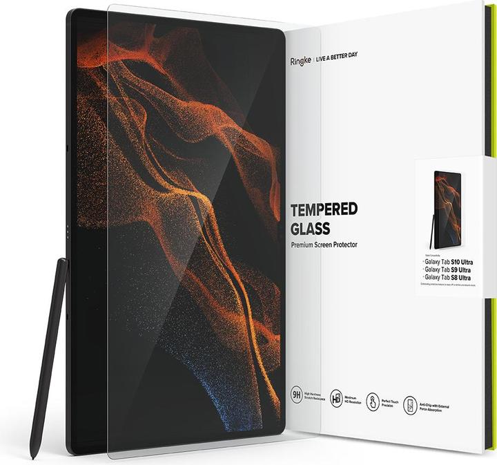 Ringke Screen Protector for Galaxy Tab S10 Ultra / S9 Ultra / S8 Ultra SCREEN PROTECTOR TEMPERED GLASS (1 Stk., Samsung Galaxy Tab S10 Ultra, Samsung Galaxy Tab S8 Ultra, Samsung Galaxy Tab S9 Ultra)