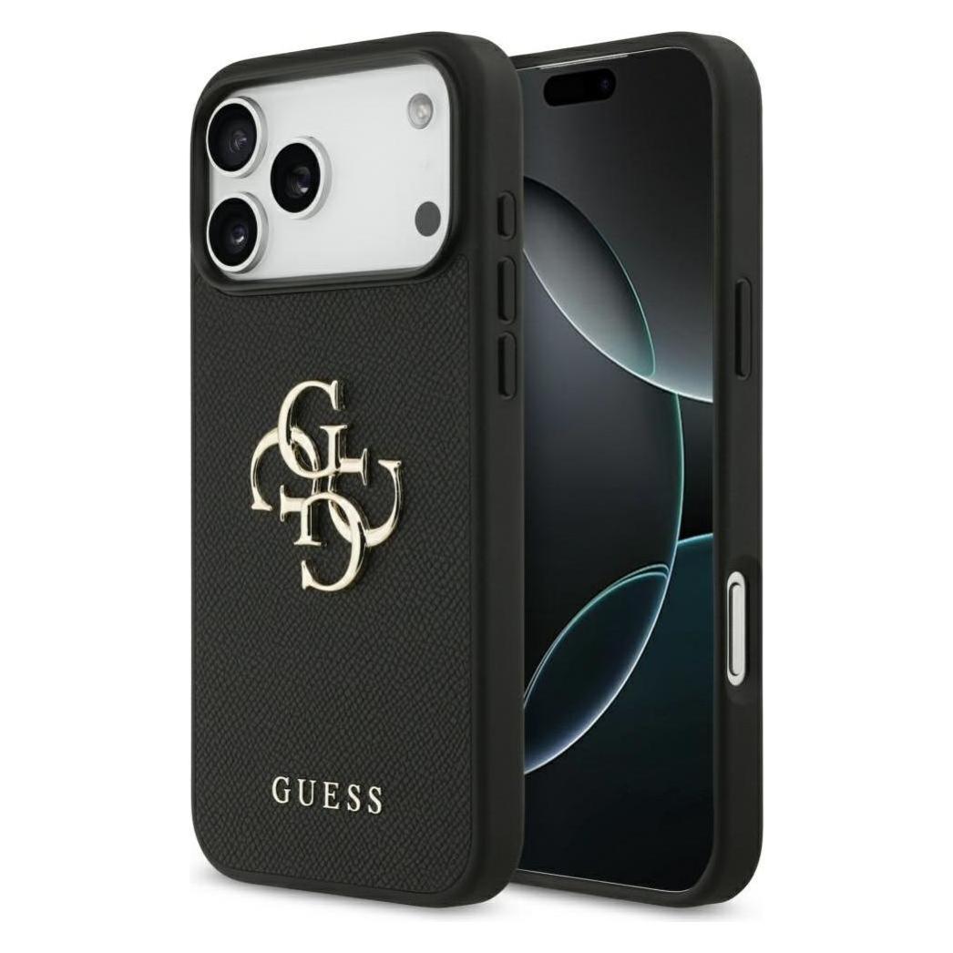 Guess - Hardcase 4G Grained Big And Classic Logo (GUHCP17XPGT4MBK) - IPhone 17 Pro Max - Black (Apple IPhone 17 Pro Max), Smartphone Hülle, Schwarz