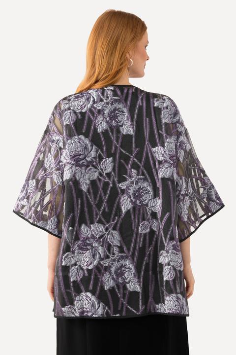 Produktbild Ulla Popken Blusenjacke, florales Design, V-Ausschnitt, 3/4-Arm (50, 52)