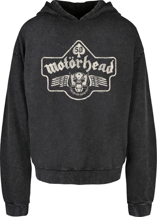 Produktbild Merchcode Motorhead - 50th Ace Wings Emblem One Colour Acid Washed Oversized Hoody - 193771 (M)