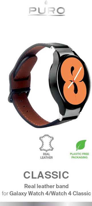 Produktbild Puro Leather bracelet Classic for Galay Watch4 / Watch 4 classic, black (Kunstoff)