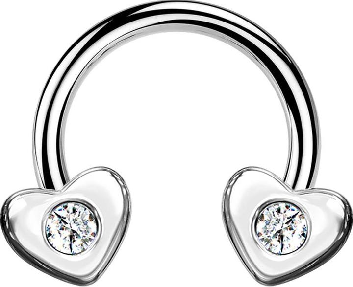 Produktbild Star Piercing Micro Circular Barbell silber Herz mit Kristall (Chirurgenstahl 316L, Messing)