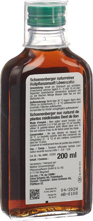 Produktbild Schönenberger Löwenzahn Heilpflanzensaft