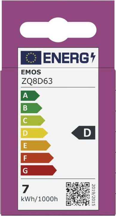 Energie-Label Emos LED Lampe Classic MR16 Weiss/ GU10 / 7 W (72 W) / 1000 lm / NeutralWeiss (GU10, 1000 lm, 1x)
