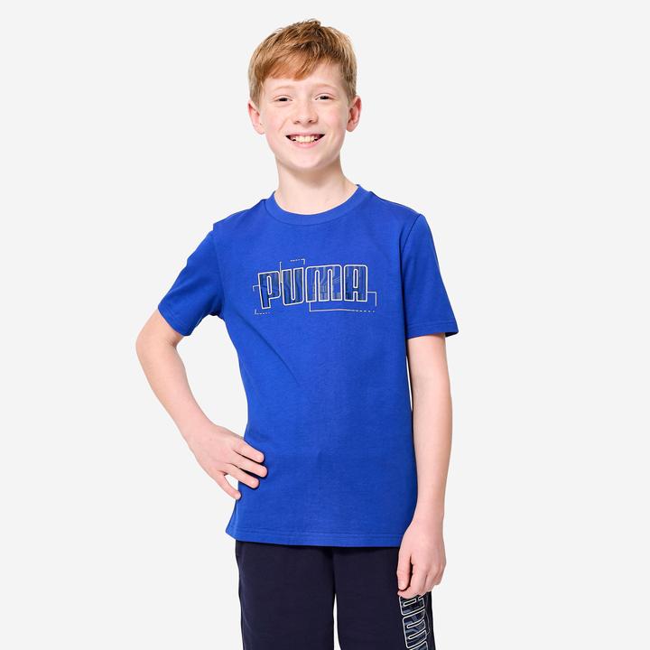 Image du produit Decathlon T-shirt coton à manches courtes imprimé enfant, bleu (128)