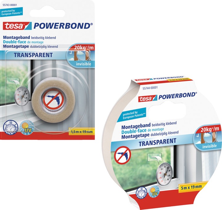 Produktbild tesa Powerbond TRANSPARENT doppelseitiges Montageband (19 mm)