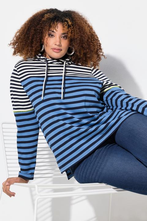 Produktbild Ulla Popken Shirt, Ringelmix, Stehkragen, Langarm, hinten länger (46, 48)