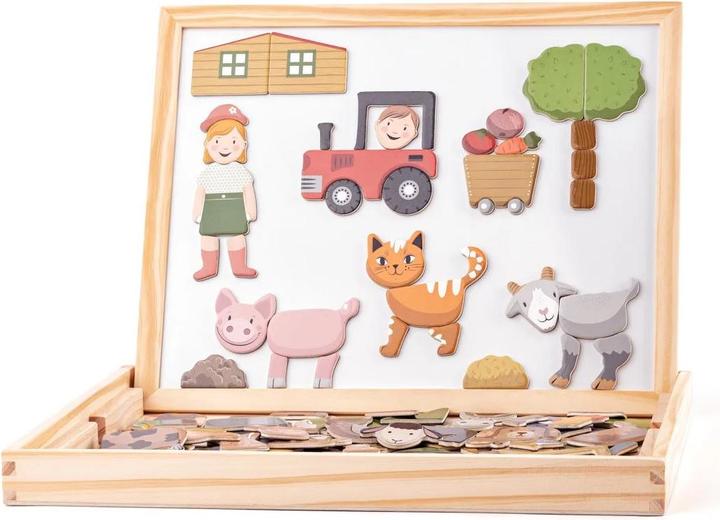 Woody Doppelseitiger Tisch mit Magnetisch-Tieren