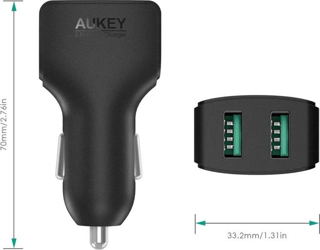 Image du produit Aukey Chargeur de voiture CC-S3 2 x USB-A, 24 W
