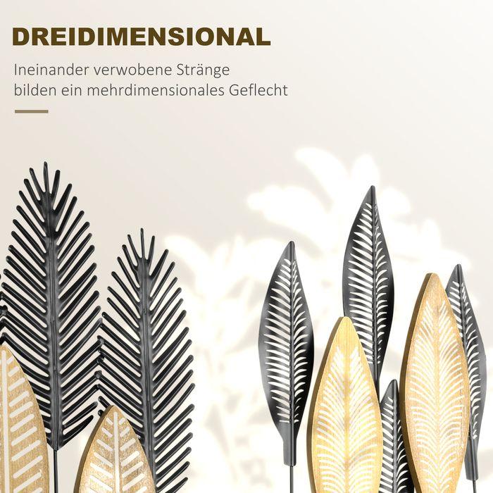 Immagine prodotto Swisshandel24 2-set di murales 3D in metallo con foglie decorazione da parete ornamento da parete decorazione da (40 x 46 cm)