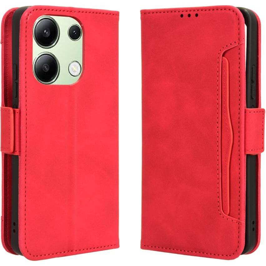 Cover-Discount Xiaomi Redmi Note 13 4G - Etui mit vielen Kartenfächer rot (Xiaomi Redmi Note 13 4G), Smartphone Hülle, R...