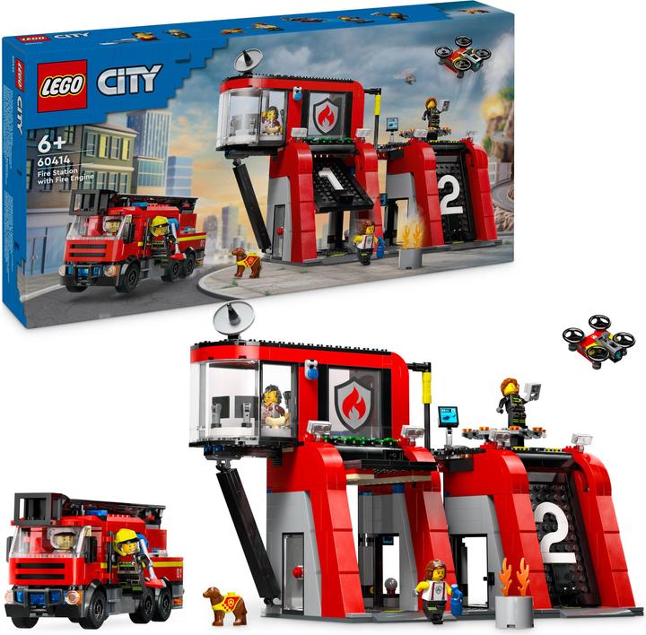 Image du produit LEGO 60414 Caserne de pompiers avec véhicule à échelle pivotante (60414, LEGO City)