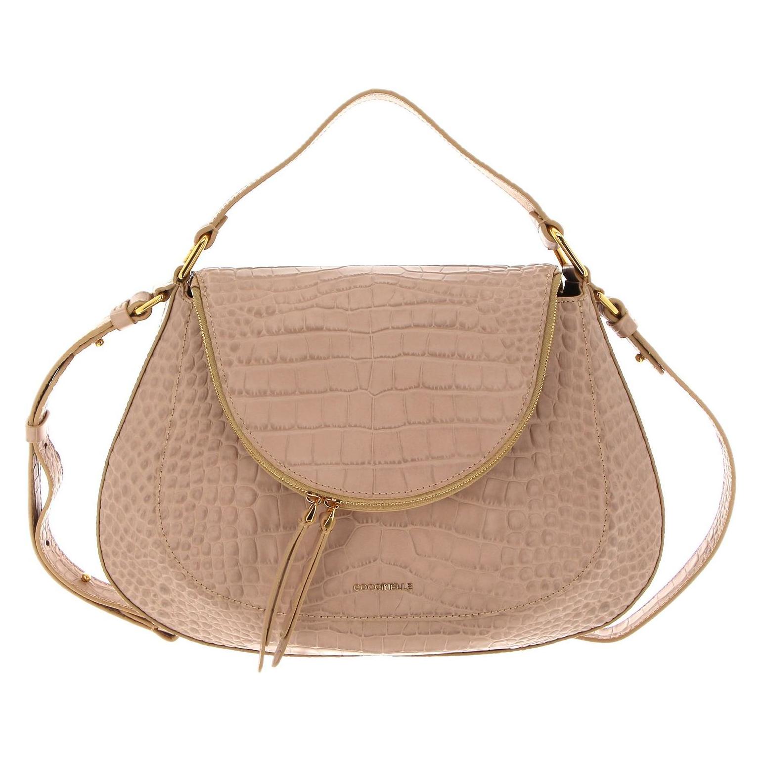 Coccinelle, Damen, Handtasche, Sole Croco Sof Handbag Soft Croco Print Leather, Beige