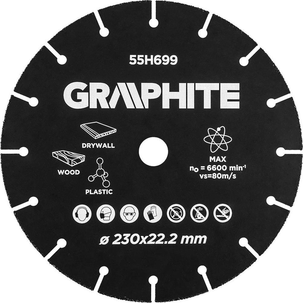 Graphite, Sägeblatt, Graphit-Trennscheibe Hm für Holz und Kunststoff 230 x 22,2 mm 55h699 Graphit