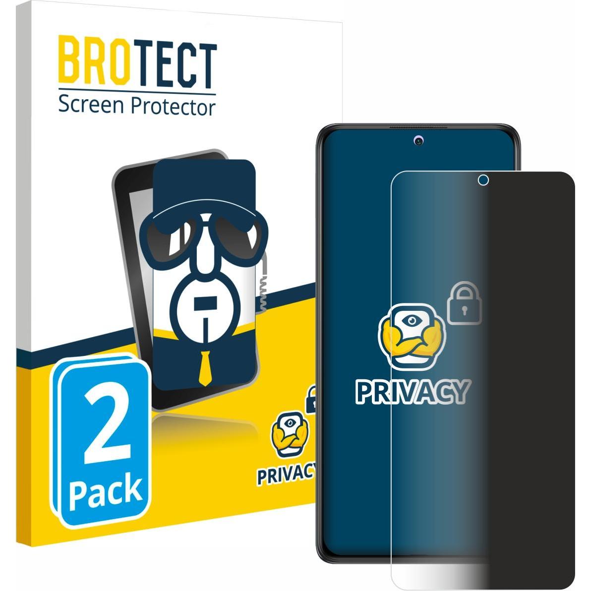 BROTECT Sichtschutzfolie Anti-Spy Privacy Folie Blaulicht-Schutz (2 Stück, Xiaomi Redmi Note 10), Smartphone Schutzfolie...