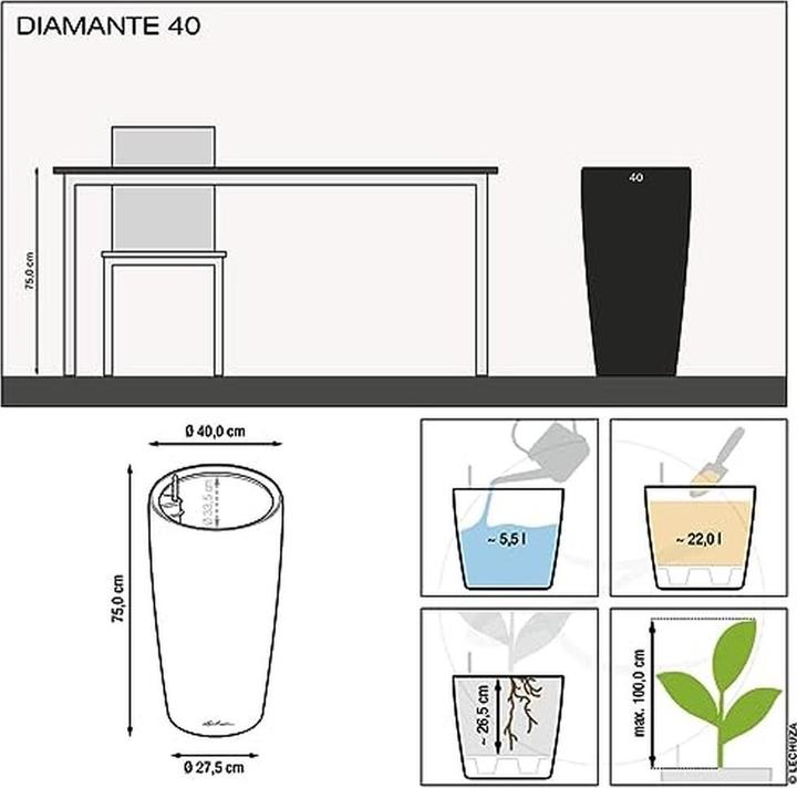 Actual product image Lechuza DIAMANTE Premium high gloss (41 cm)