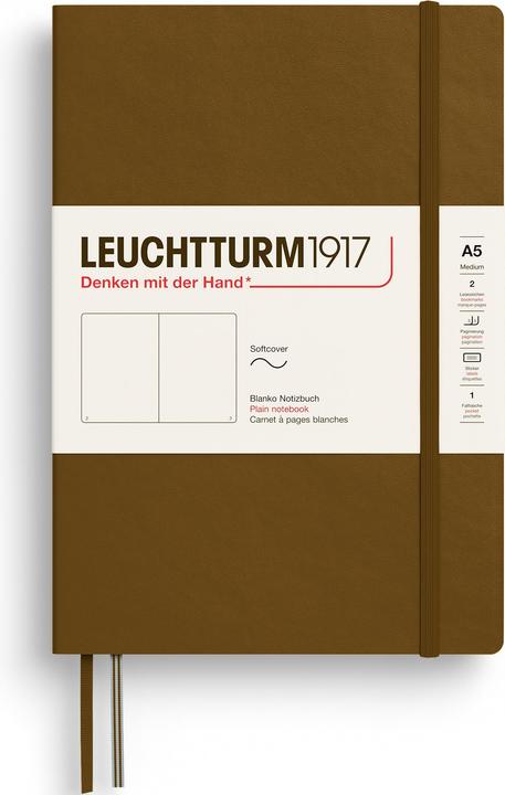 Actual product image Leuchtturm1917 Lighthouse Med.Soft Blan.S.Brown (145 x 210 mm, Plain, Hardcover)