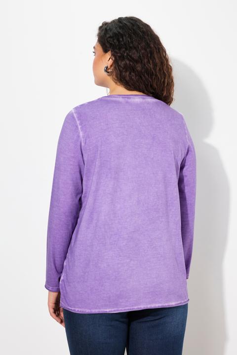 Actual product image Ulla Popken Cold Dyed Sequined Heart Long Sleeve Tee (46, 48)