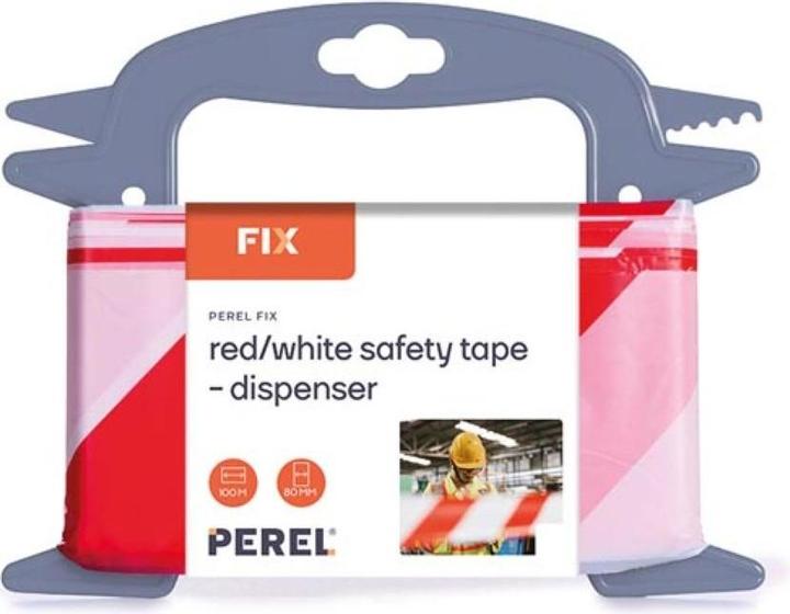 Perel Rotes/weisses Sicherheitsband - 100 m - Abroller