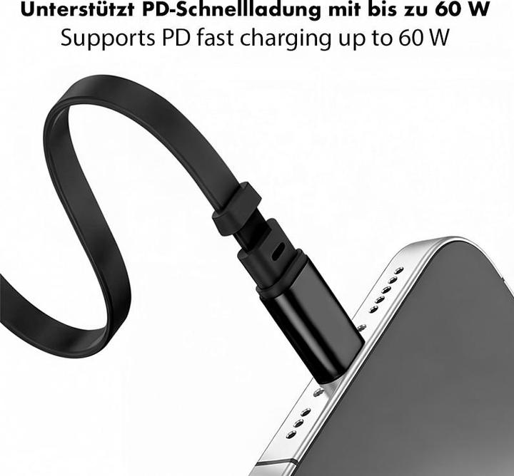 Actual product image LogiLink USB 2.0 Type-C-Kabel, C/M zu C/M, ausziehbar, 480 Mbit/s, 60W, schwarz, 1 m (1 m, USB 2.0, 60 W)