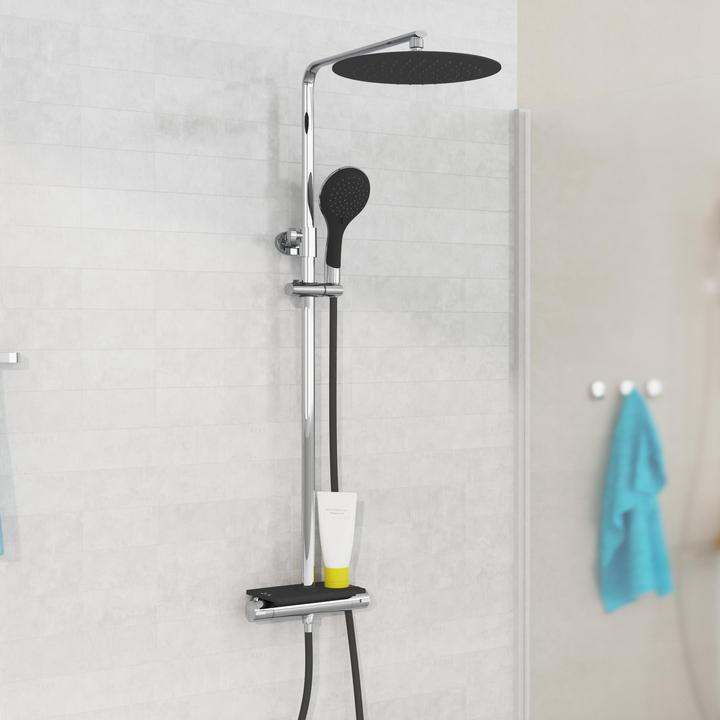 Produktbild Eisl Regendusche Bad GRANDE VITA Überkopfbrause-Set Schwarz Thermostat Duschsystem Regenbrause DX1103CST