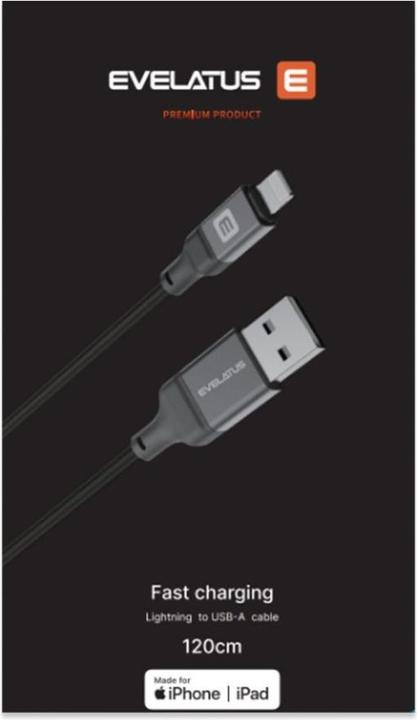 Produktbild Evelatus USB A to Lightning, Cable 1.2M ( MFI11CL )Aluminum housing braiding (1.20 m, USB 3.0)