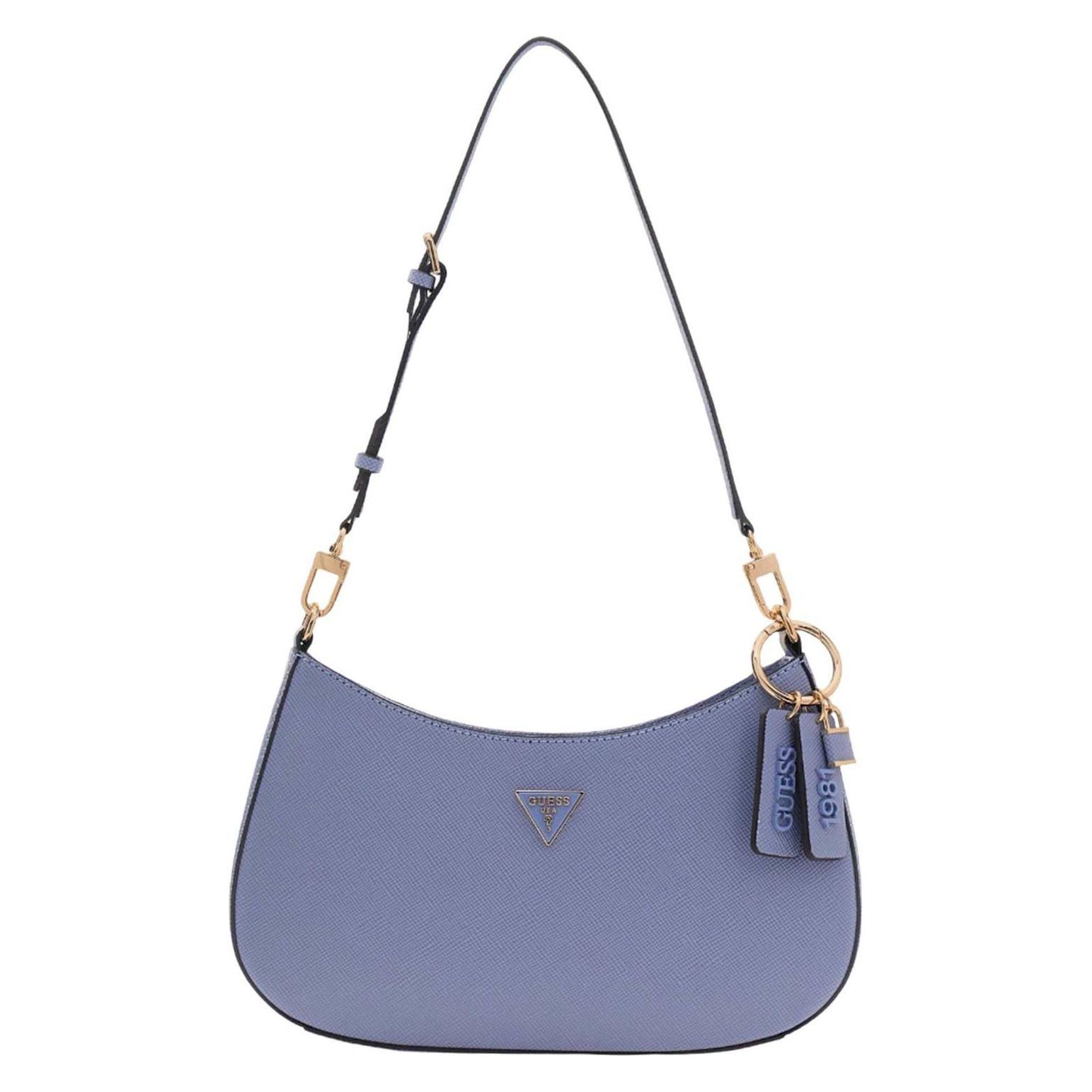 Guess, Damen, Handtasche, Noelle Ii Top Zip Shoulder Bag, Blau, Grau