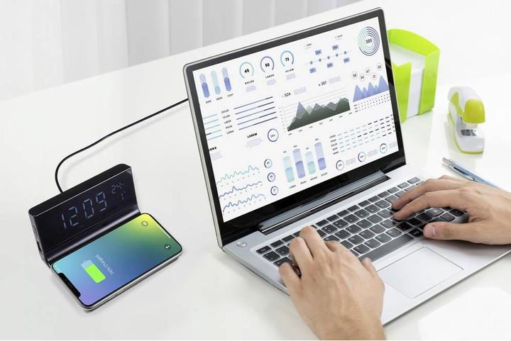 Image du produit Sygonix SY-5459860 Réveil électronique Noir (mat) Heures d'alarme 2 Port USB