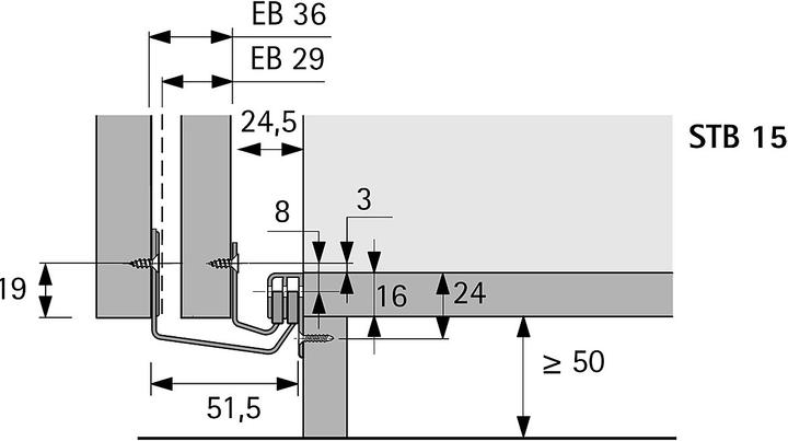 Actual product image Hettich Guide set STB 15, guide fittings below