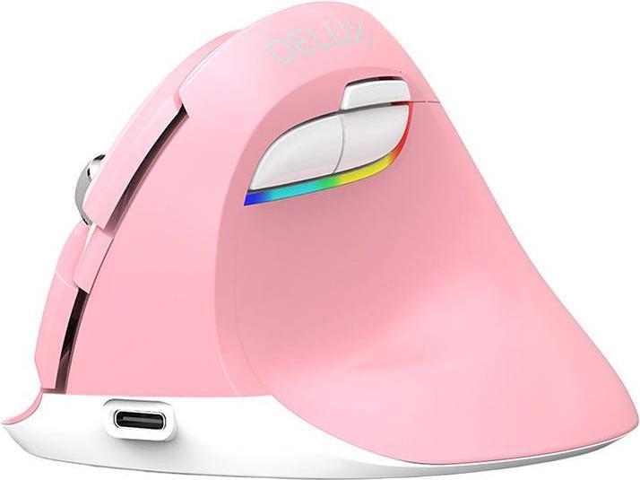 Actual product image Delux Wireless Vertical Mouse M618Mini DB BT+2.4G 2400DPI (pink) (Wireless, Cable)
