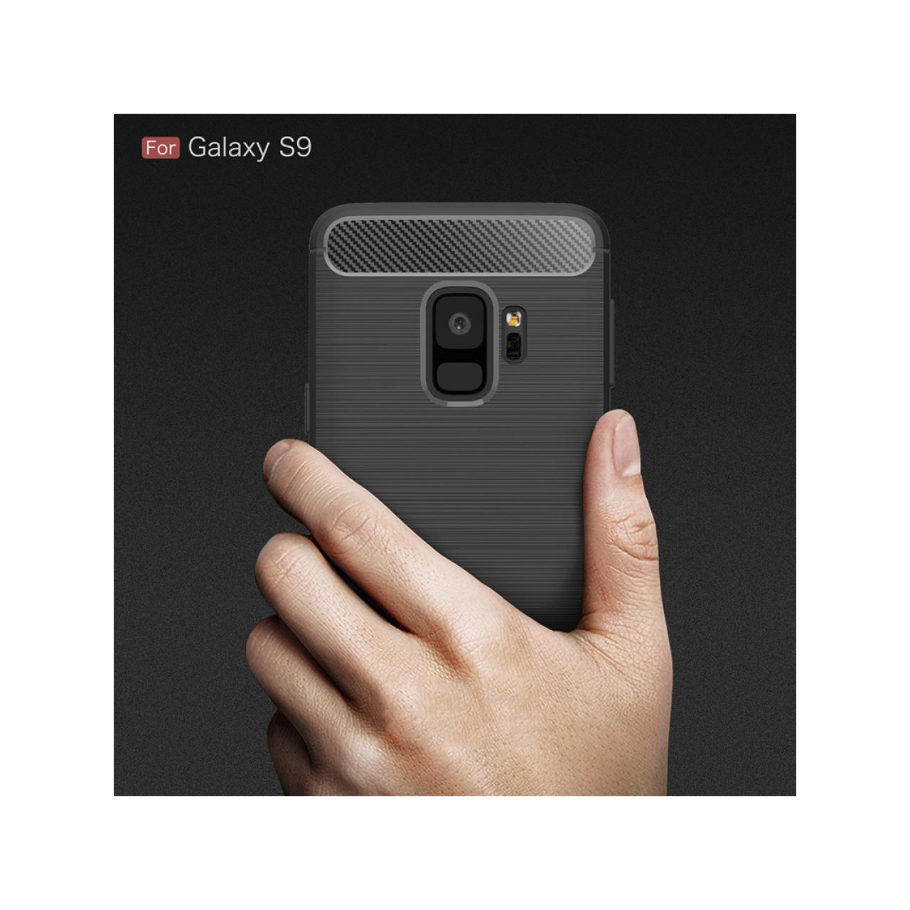 Thumbnail - Screenguard Samsung Galaxy S9 Hülle Carbon Brushed Soft TPU (Samsung Galaxy S9+), Smartphone Hülle, Schwarz