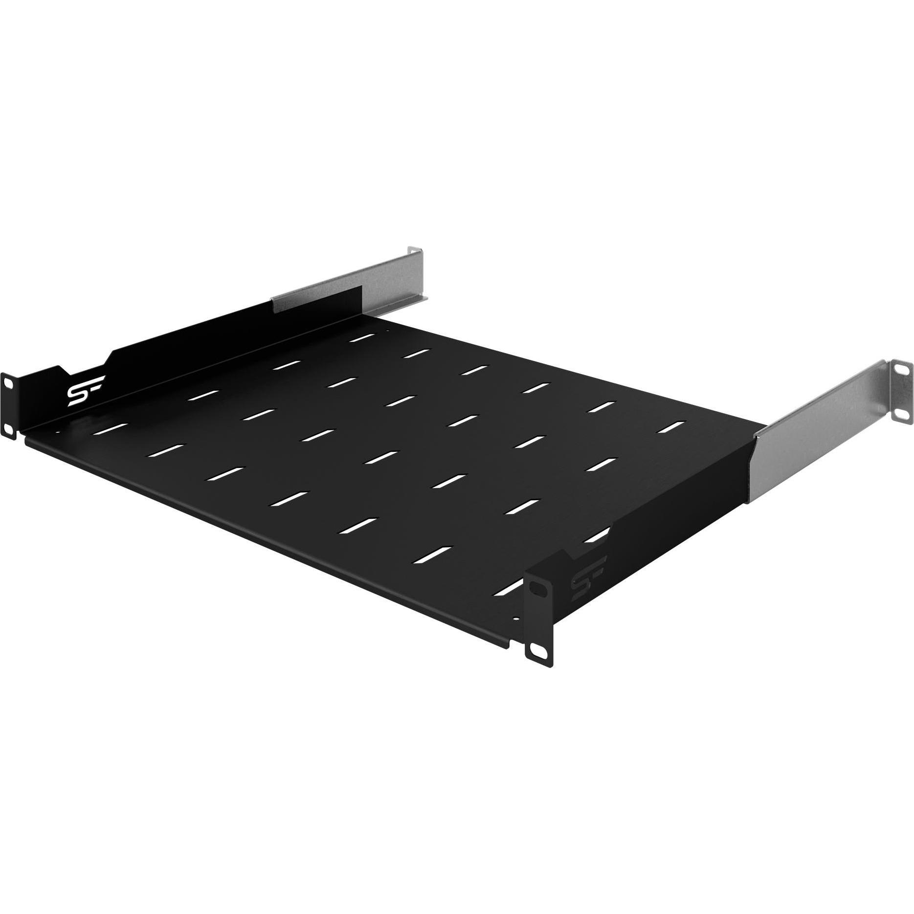 Stalflex Scaffale Rack Regolato 19" 1U Nero S-RSA19-1U-350B, Accessori per armadio rack, Nero