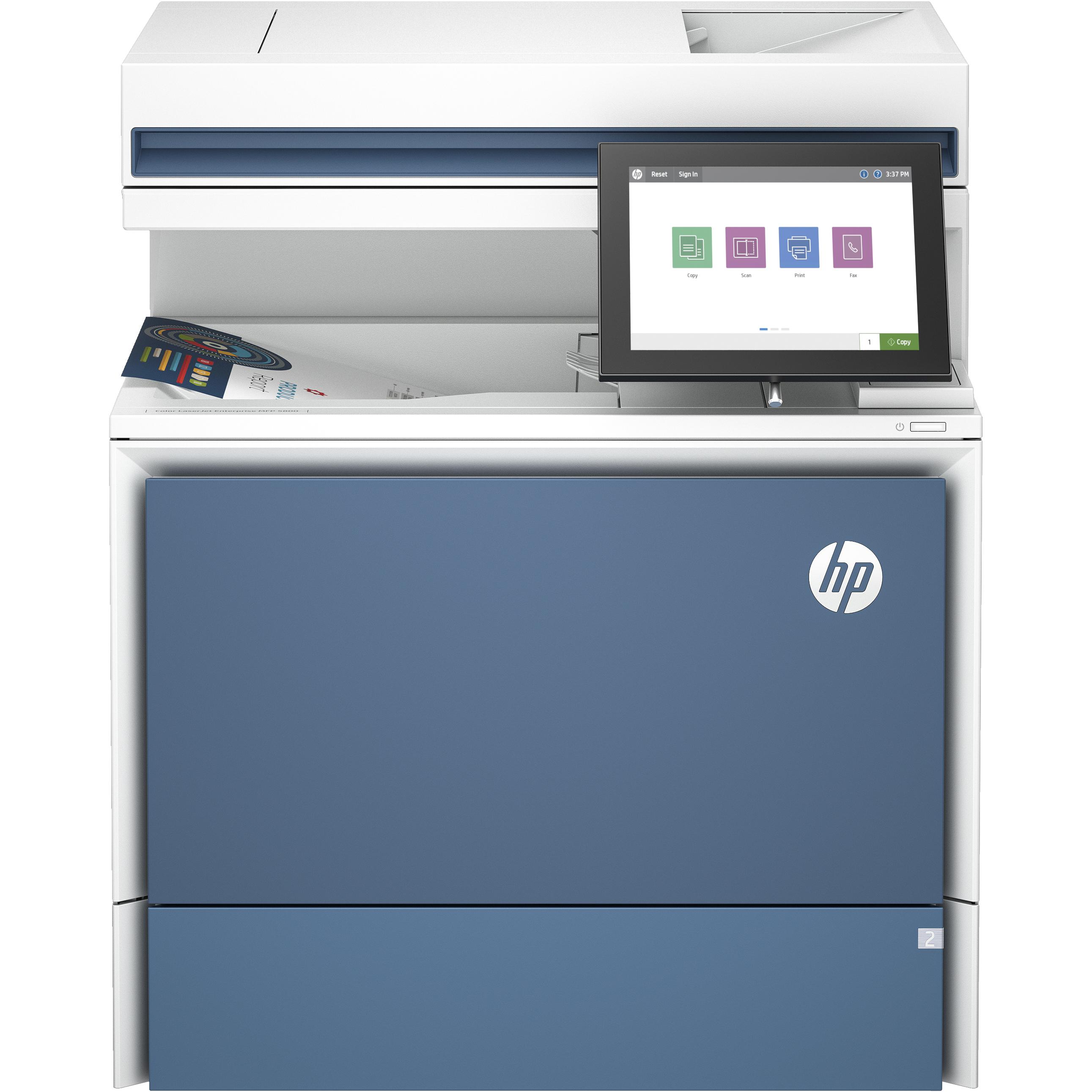 HP Color LaserJet Enterprise MFP 5800dn (Laser, Farbe), Drucker, Blau, Weiss
