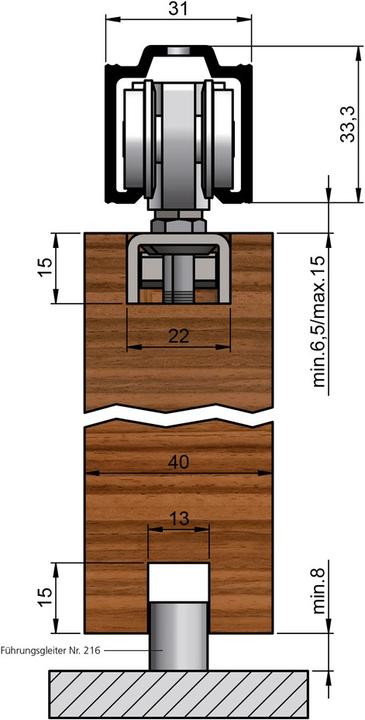 Actual product image Helm Sliding door fittings 73 ME, wood