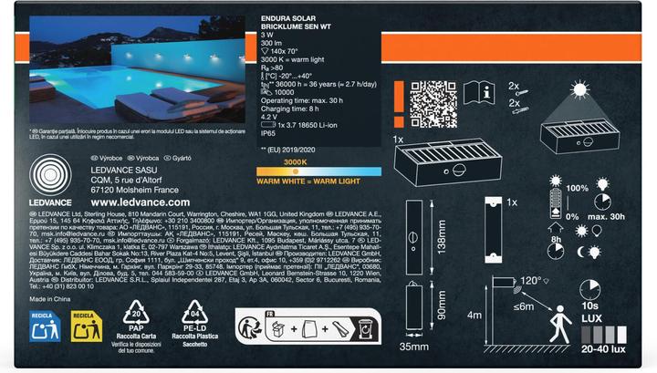 Image du produit Osram Endura Style Solar Bricklume capteur blanc (300 lm, IP65)