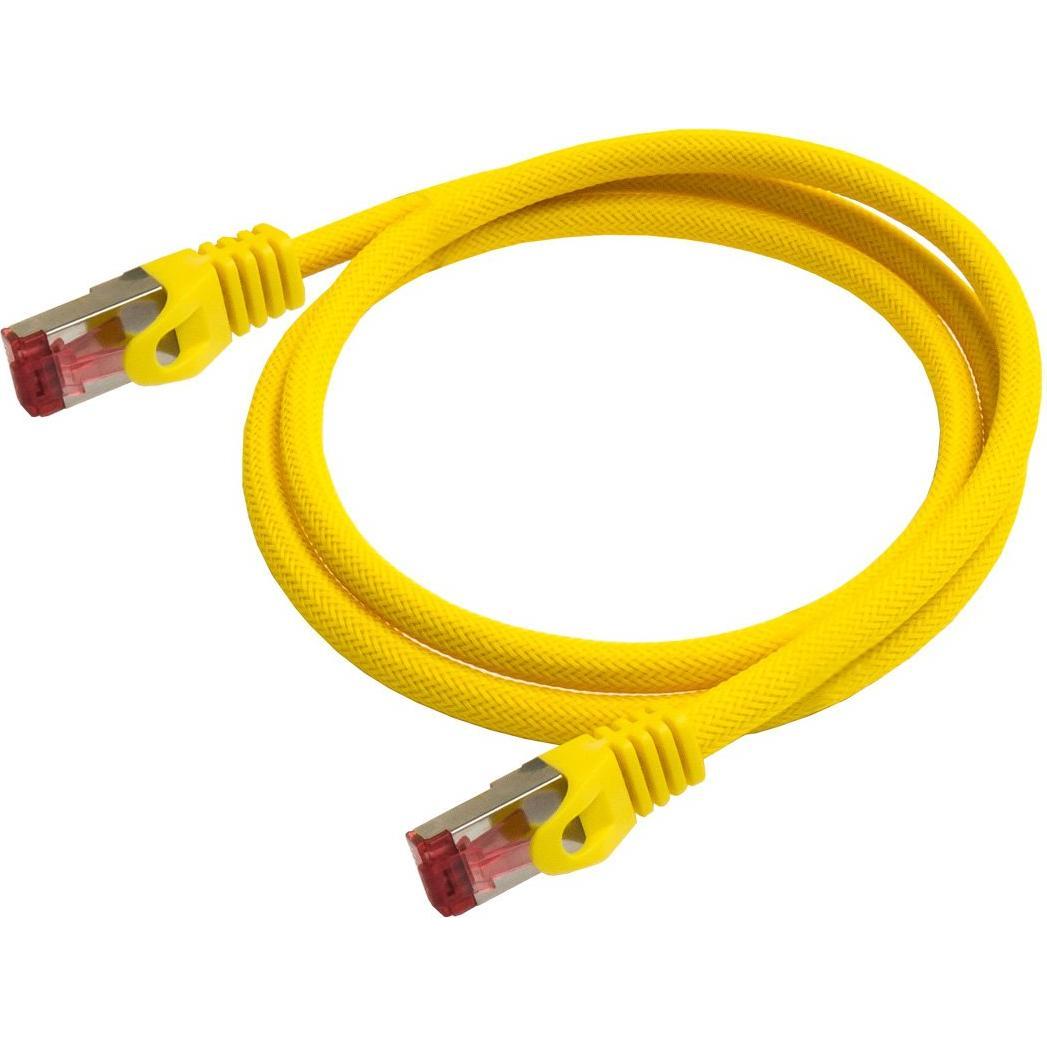Python RNS Patchkabel mit Rastnasenschutz und Nylongeflecht, Cat. 6, S/FTP, PiMF, PVC, 250MHz, OFC, gelb (S/FTP, CAT6, 1...