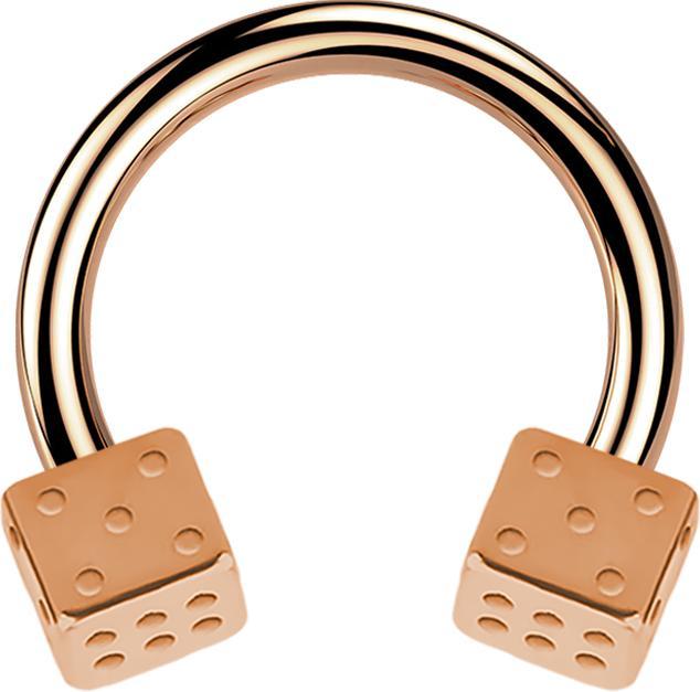 Produktbild Star Piercing Micro Circular Barbell rosegold mit zwei Würfel (Chirurgenstahl 316L, ohne Messing)