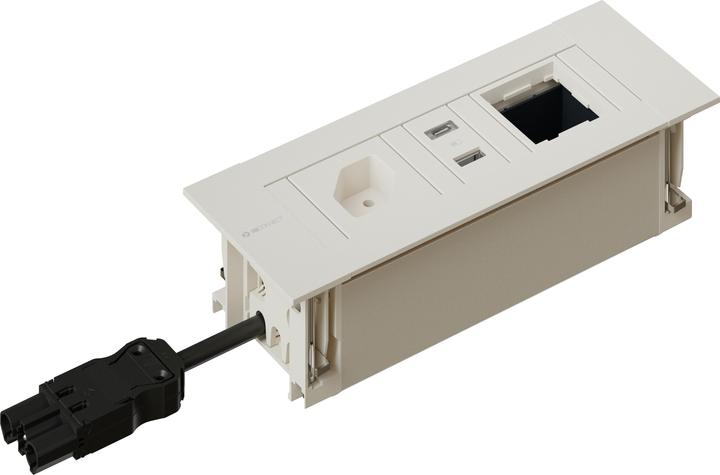 Actual product image IB Connect INTRO2.0 power strip white 1x type 13 1x USB-A/C 1x empty (1x, Type 13)