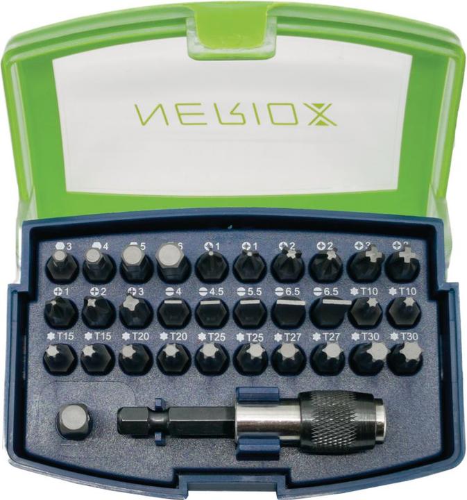 Actual product image Neriox Bit set 32-piece (Hexagon socket TX M20, Hexagon socket TX M27, Hexagon socket TX M30, Hexagon socket TX M10, Hexagon socket TX M15, Hexagon socket TX M25, Cross Phillips PH M1, Cross Phillips PH M2, Cross Pozidriv PZ M1, Cross Pozidriv PZ M2, Cross Phillips PH M3, Cross Pozidriv PZ M3)