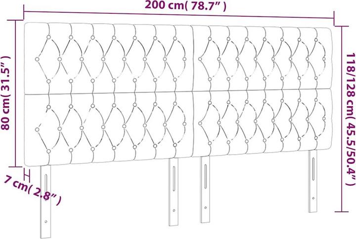 Produktbild vidaXL LED Kopfteil (200 x 7 x 128 cm)
